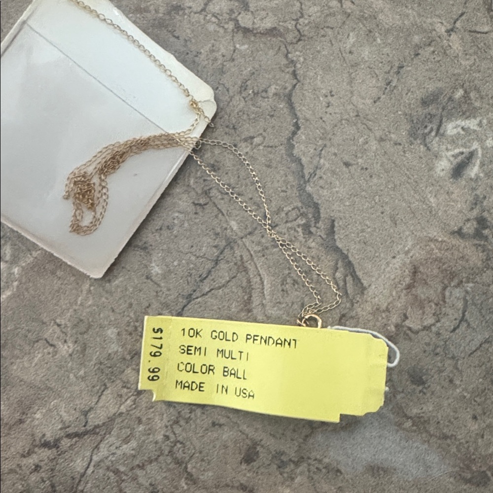 Elegant Multicolor Gemstone Charm necklace 10K gold - Picture 2 of 3